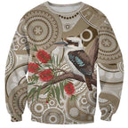 Kookaburra Bottlebrushes Personalised Sweatshirt Aboriginal Australian Dot Painting - Aussie Hoodie