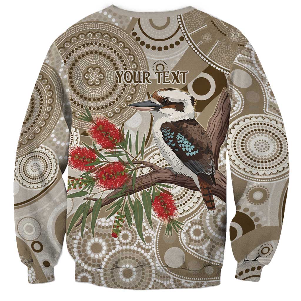 Kookaburra Bottlebrushes Personalised Sweatshirt Aboriginal Australian Dot Painting - Aussie Hoodie
