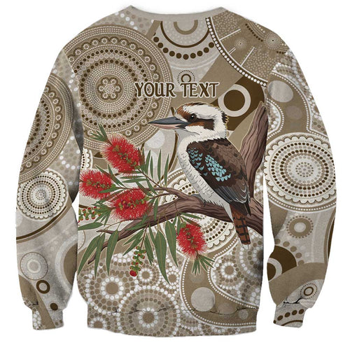 Kookaburra Bottlebrushes Personalised Sweatshirt Aboriginal Australian Dot Painting - Aussie Hoodie