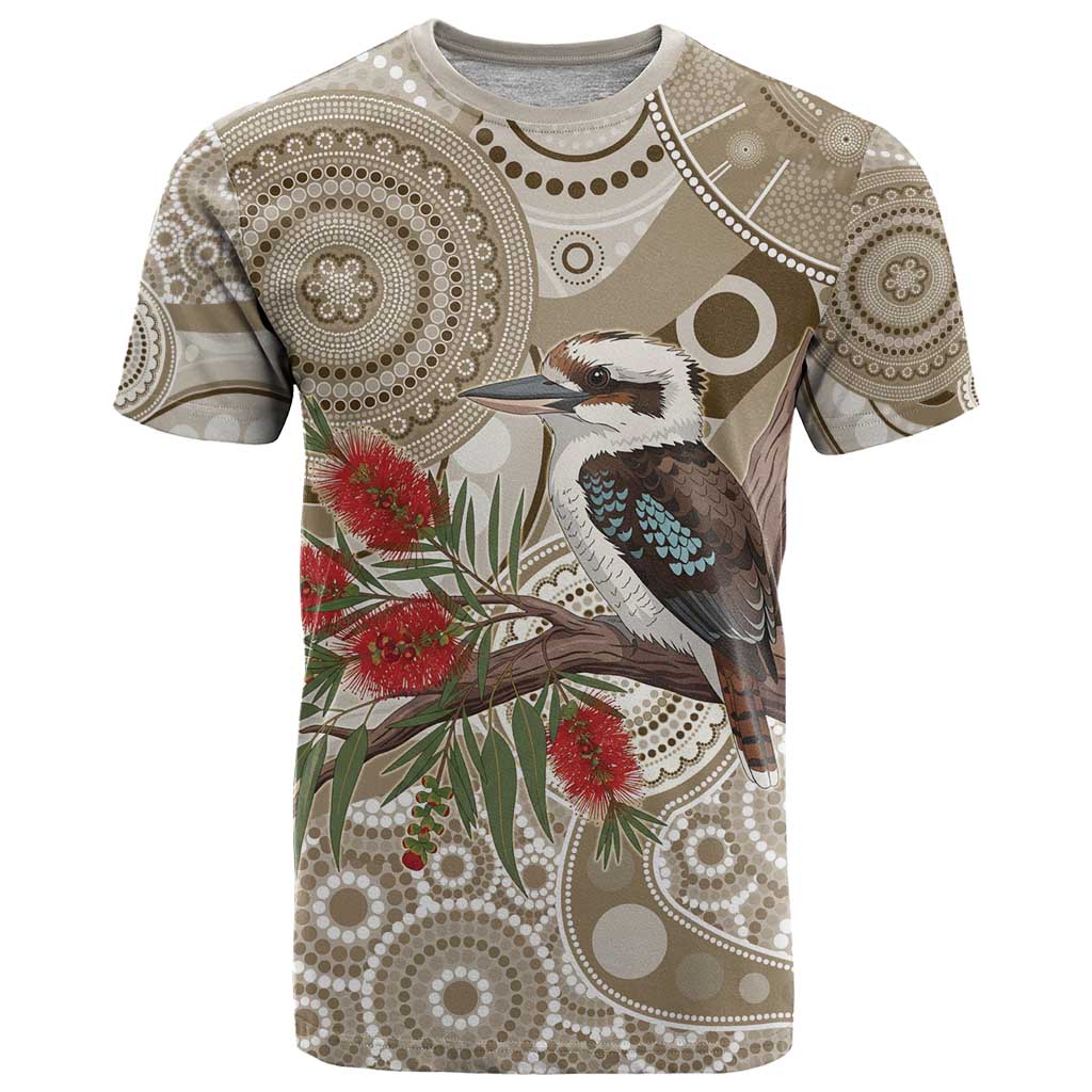 Kookaburra Bottlebrushes Personalised T Shirt Aboriginal Australian Dot Painting - Aussie Hoodie