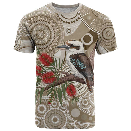 Kookaburra Bottlebrushes Personalised T Shirt Aboriginal Australian Dot Painting - Aussie Hoodie