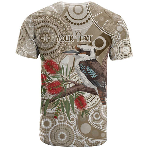 Kookaburra Bottlebrushes Personalised T Shirt Aboriginal Australian Dot Painting - Aussie Hoodie