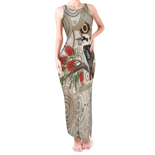 Kookaburra Bottlebrushes Personalised Tank Maxi Dress Aboriginal Australian Dot Painting - Aussie Hoodie