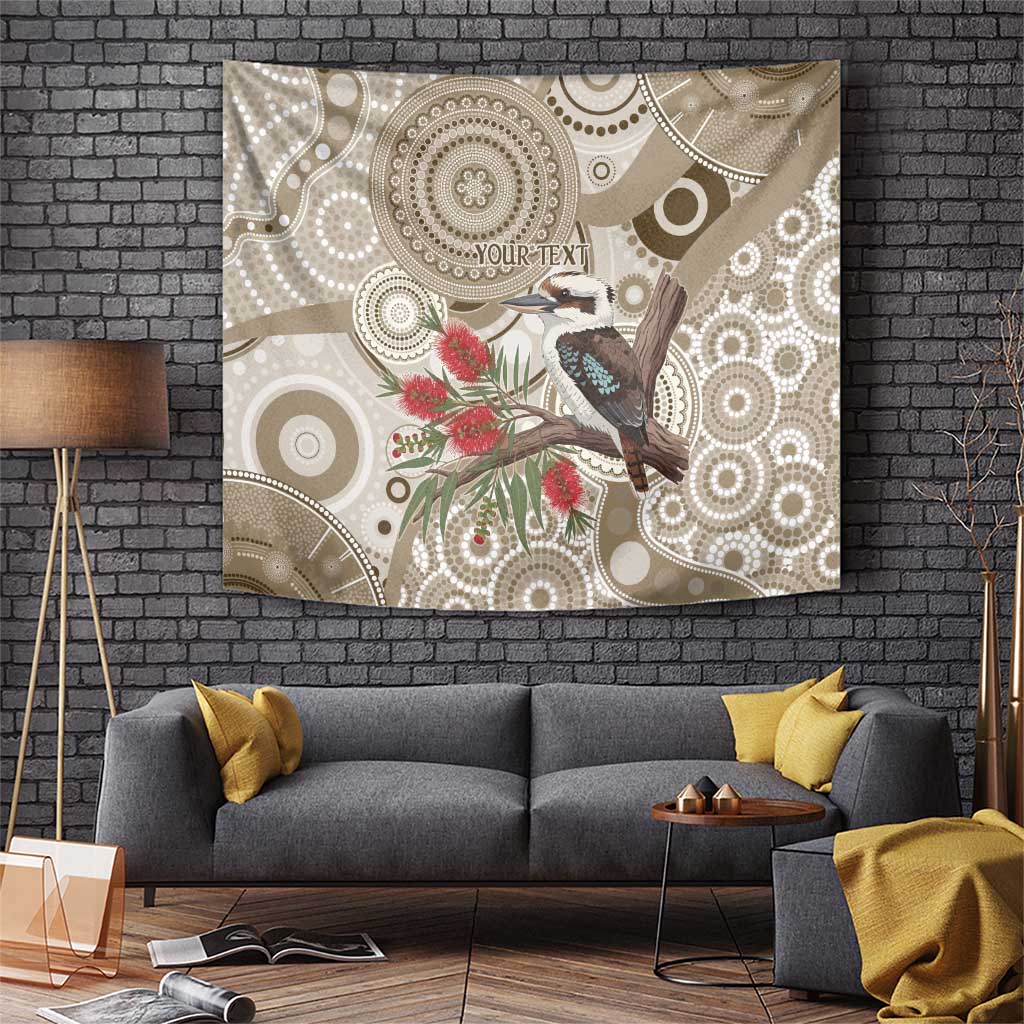 Kookaburra Bottlebrushes Personalised Tapestry Aboriginal Australian Dot Painting - Aussie Hoodie