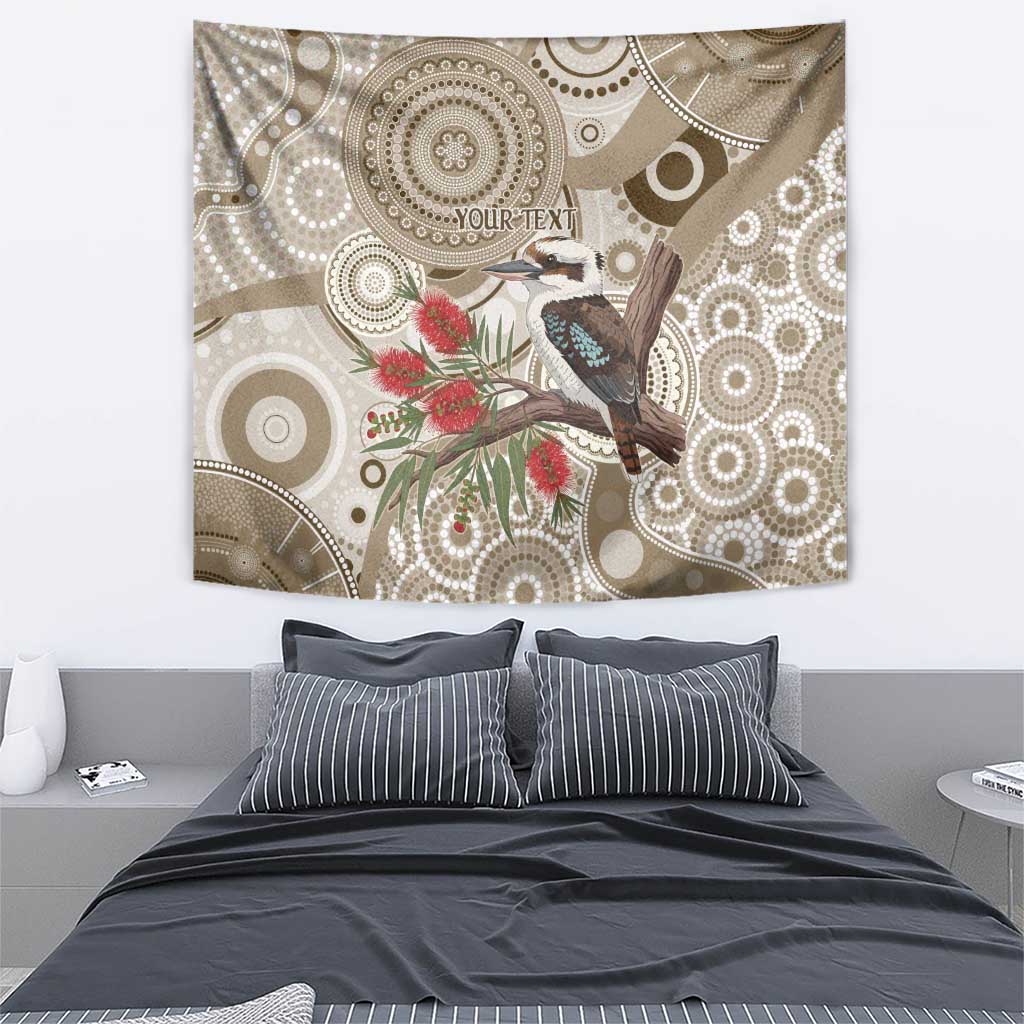 Kookaburra Bottlebrushes Personalised Tapestry Aboriginal Australian Dot Painting - Aussie Hoodie