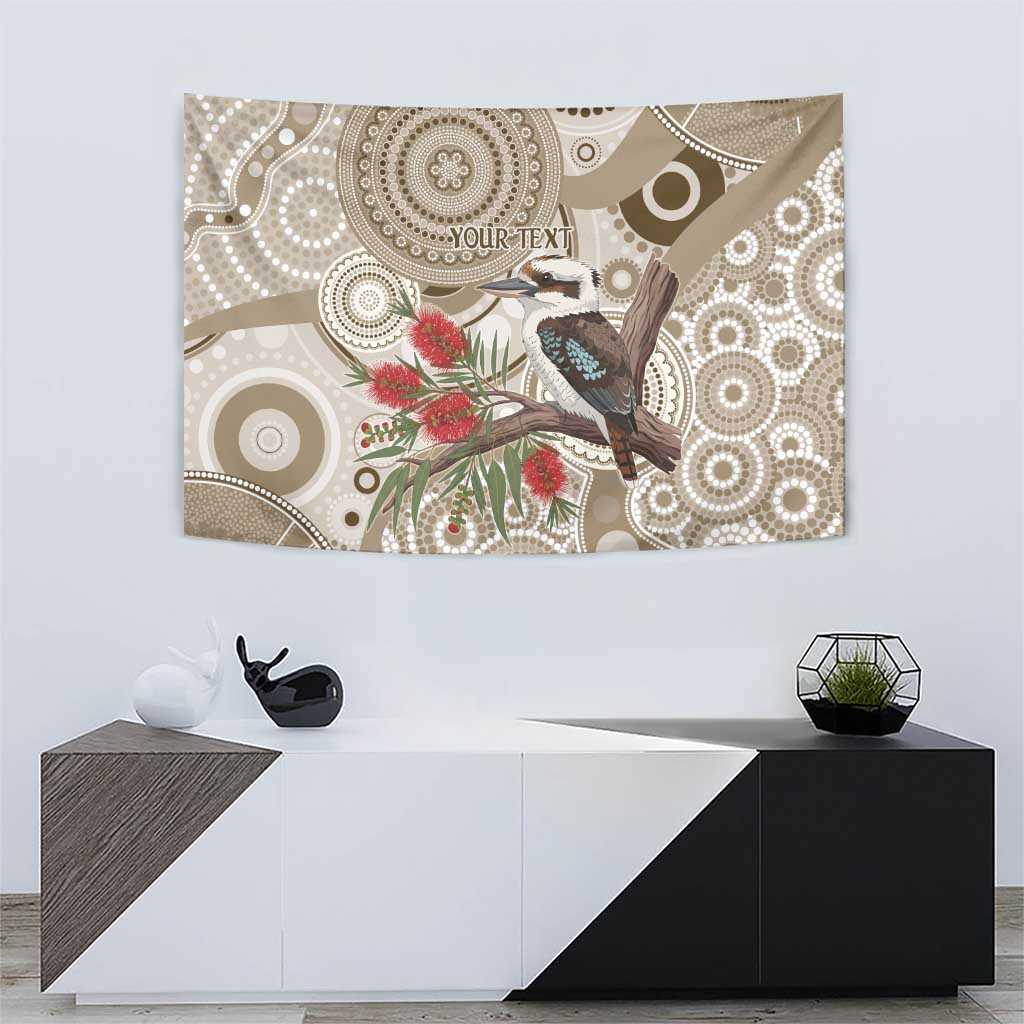 Kookaburra Bottlebrushes Personalised Tapestry Aboriginal Australian Dot Painting - Aussie Hoodie
