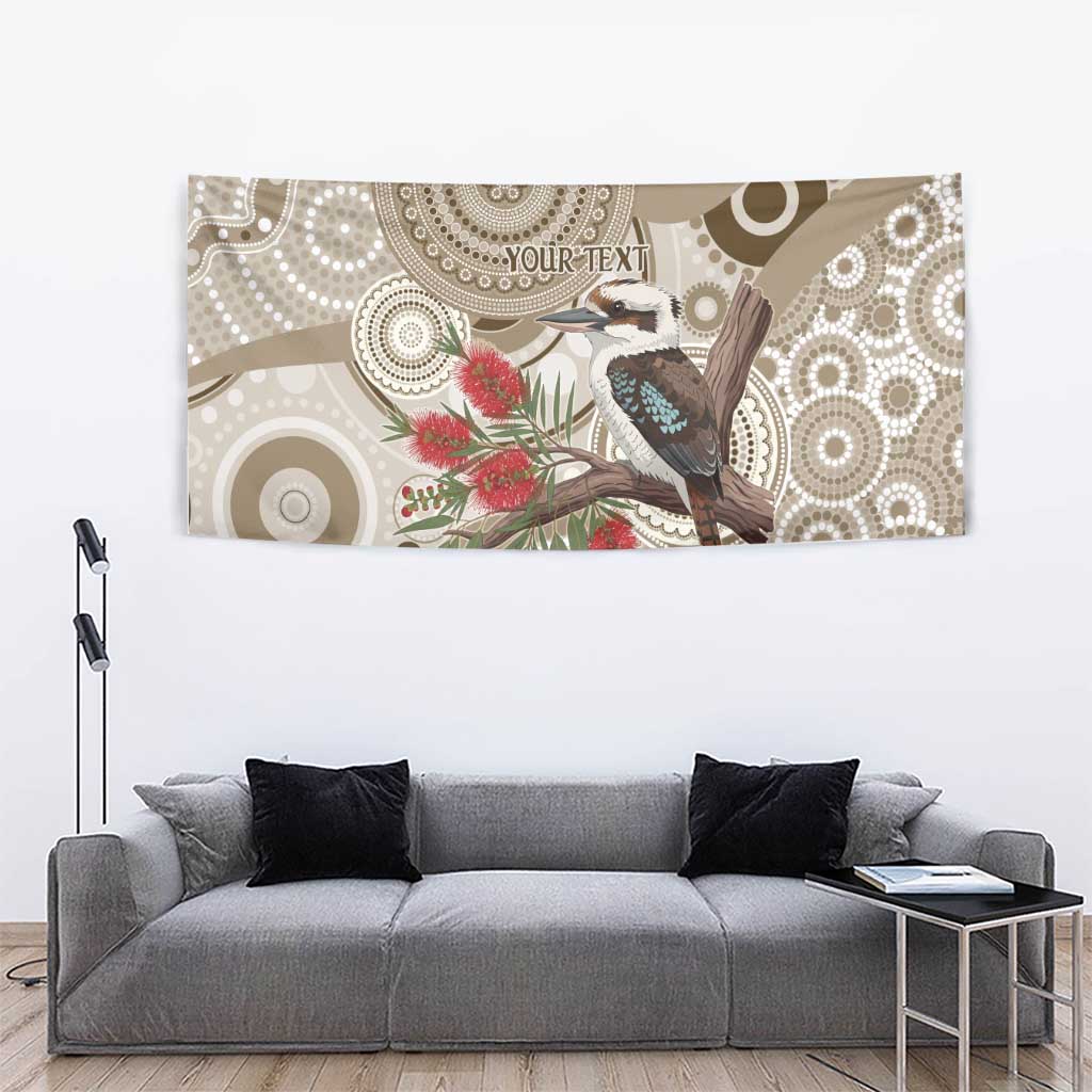 Kookaburra Bottlebrushes Personalised Tapestry Aboriginal Australian Dot Painting - Aussie Hoodie