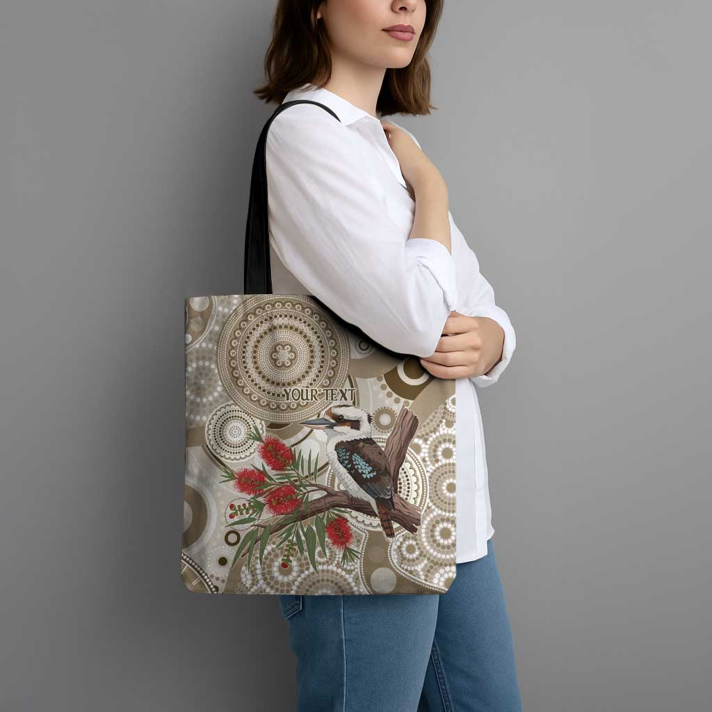 Kookaburra Bottlebrushes Personalised Tote Bag Aboriginal Australian Dot Painting - Aussie Hoodie