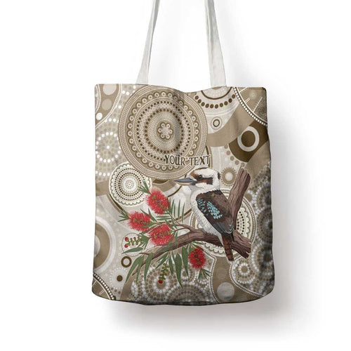 Kookaburra Bottlebrushes Personalised Tote Bag Aboriginal Australian Dot Painting - Aussie Hoodie