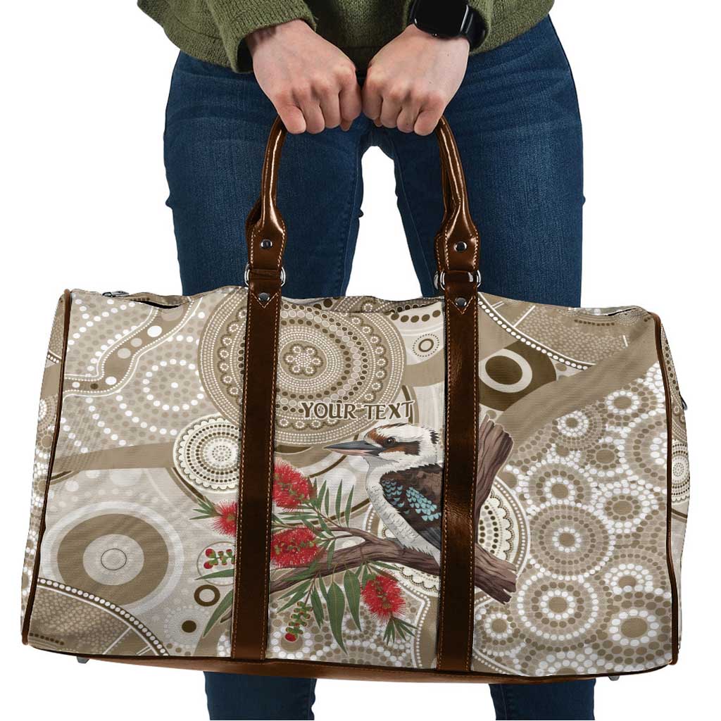Kookaburra Bottlebrushes Personalised Travel Bag Aboriginal Australian Dot Painting - Aussie Hoodie