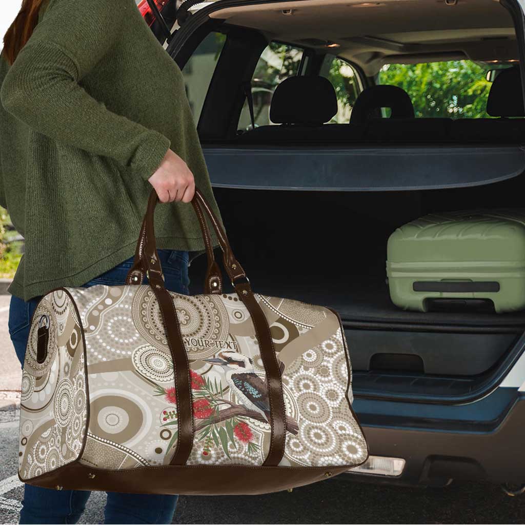 Kookaburra Bottlebrushes Personalised Travel Bag Aboriginal Australian Dot Painting - Aussie Hoodie
