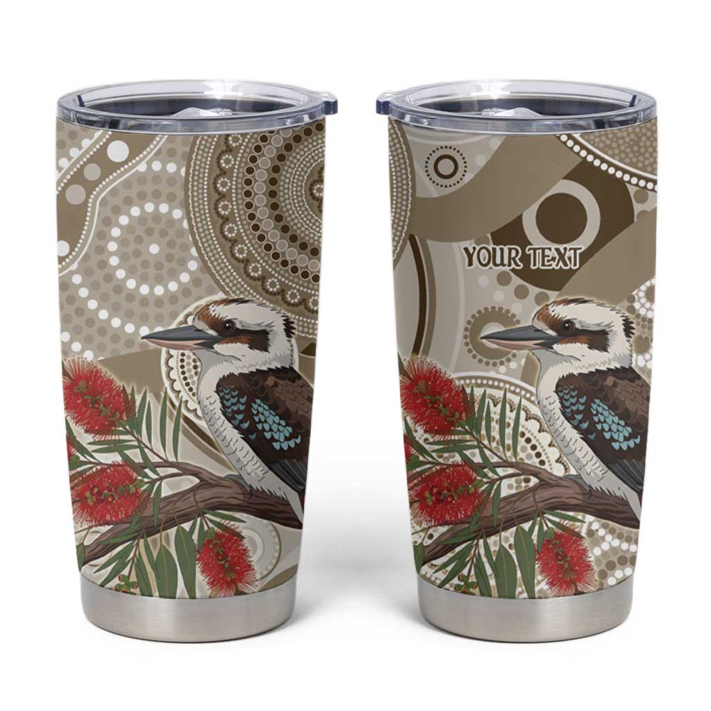Kookaburra Bottlebrushes Personalised Tumbler Cup Aboriginal Australian Dot Painting - Aussie Hoodie