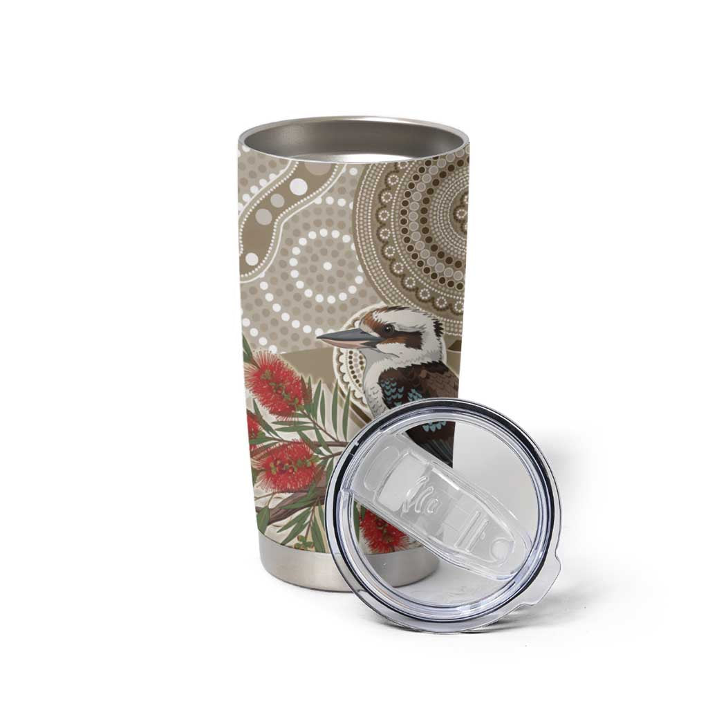 Kookaburra Bottlebrushes Personalised Tumbler Cup Aboriginal Australian Dot Painting - Aussie Hoodie
