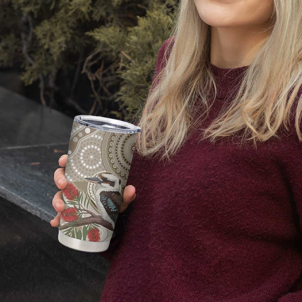 Kookaburra Bottlebrushes Personalised Tumbler Cup Aboriginal Australian Dot Painting - Aussie Hoodie