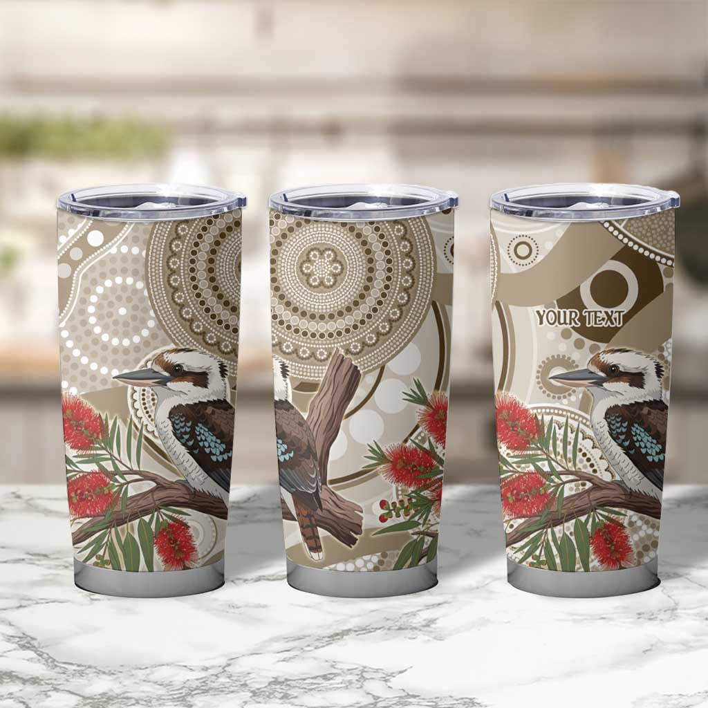 Kookaburra Bottlebrushes Personalised Tumbler Cup Aboriginal Australian Dot Painting - Aussie Hoodie