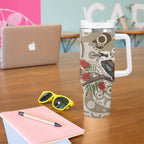 Kookaburra Bottlebrushes Personalised Tumbler With Handle Aboriginal Australian Dot Painting - Aussie Hoodie