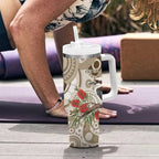 Kookaburra Bottlebrushes Personalised Tumbler With Handle Aboriginal Australian Dot Painting - Aussie Hoodie