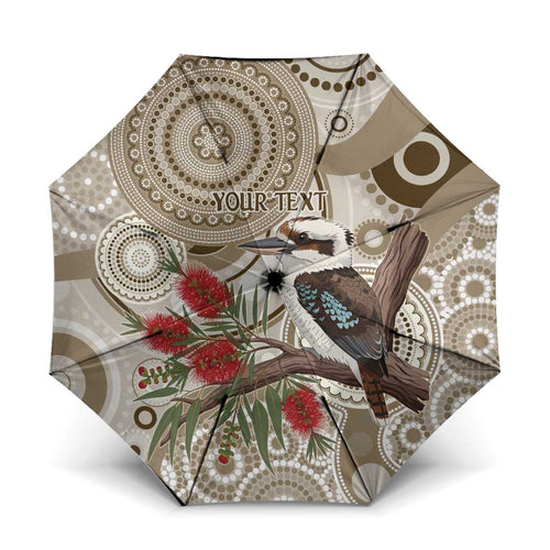 Kookaburra Bottlebrushes Personalised Umbrella Aboriginal Australian Dot Painting - Aussie Hoodie