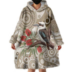 Kookaburra Bottlebrushes Personalised Wearable Blanket Hoodie Aboriginal Australian Dot Painting - Aussie Hoodie
