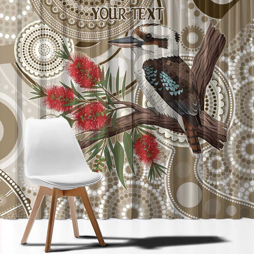 Kookaburra Bottlebrushes Personalised Window Curtain Aboriginal Australian Dot Painting - Aussie Hoodie