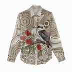 Kookaburra Bottlebrushes Personalised Women Casual Shirt Aboriginal Australian Dot Painting - Aussie Hoodie