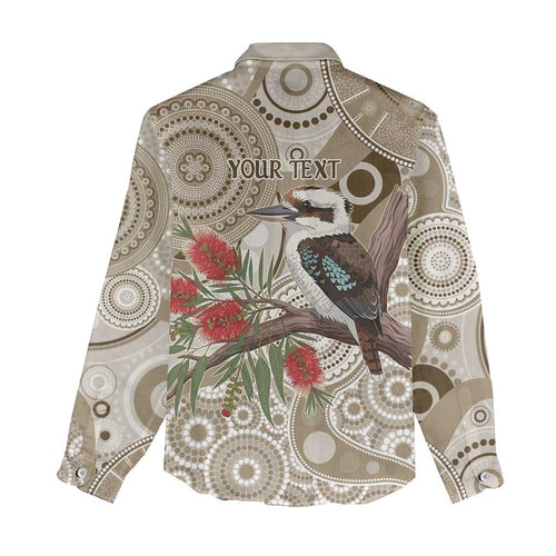 Kookaburra Bottlebrushes Personalised Women Casual Shirt Aboriginal Australian Dot Painting - Aussie Hoodie