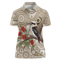 Kookaburra Bottlebrushes Personalised Women Polo Shirt Aboriginal Australian Dot Painting - Aussie Hoodie