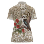 Kookaburra Bottlebrushes Personalised Women Polo Shirt Aboriginal Australian Dot Painting - Aussie Hoodie