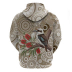 Kookaburra Bottlebrushes Personalised Zip Hoodie Aboriginal Australian Dot Painting - Aussie Hoodie