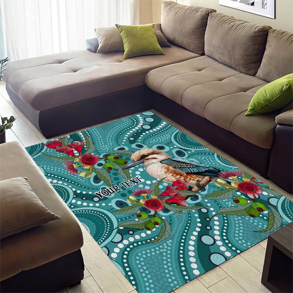 Kookaburra Eucalyptus Personalised Area Rug Aboriginal Australian Dot Painting - Aussie Hoodie