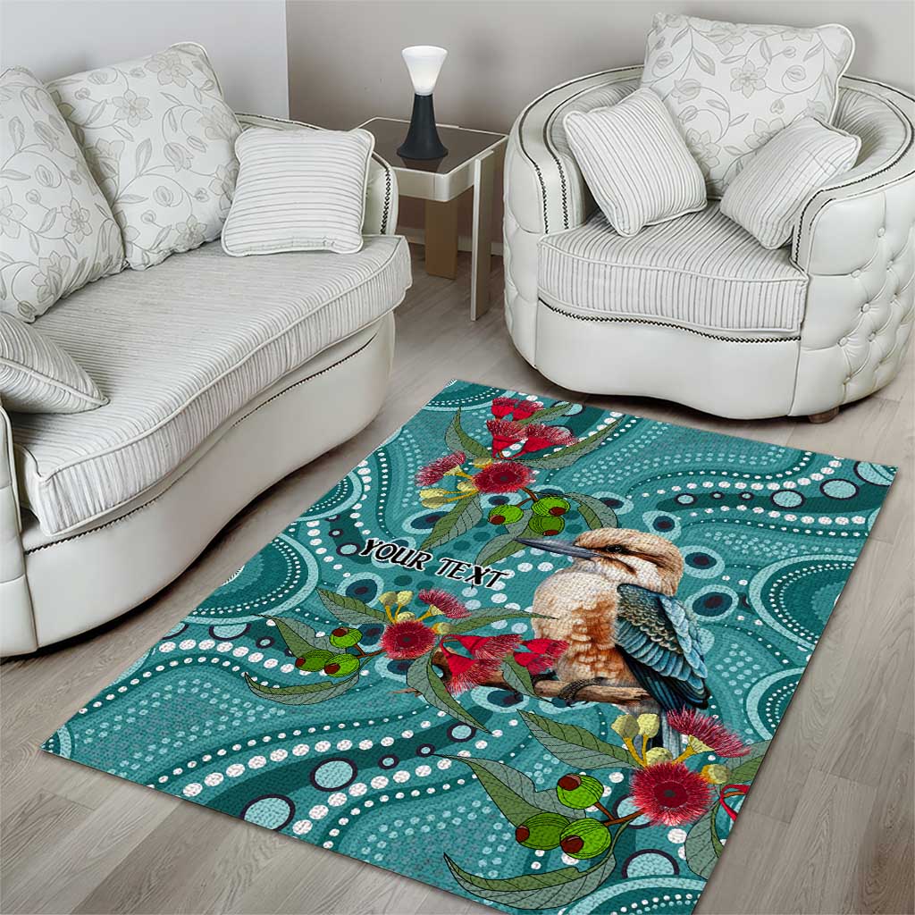 Kookaburra Eucalyptus Personalised Area Rug Aboriginal Australian Dot Painting - Aussie Hoodie