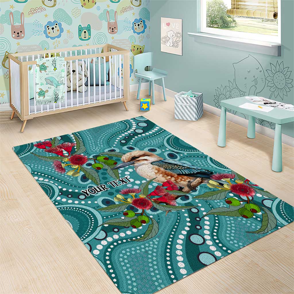 Kookaburra Eucalyptus Personalised Area Rug Aboriginal Australian Dot Painting - Aussie Hoodie