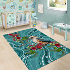 Kookaburra Eucalyptus Personalised Area Rug Aboriginal Australian Dot Painting - Aussie Hoodie