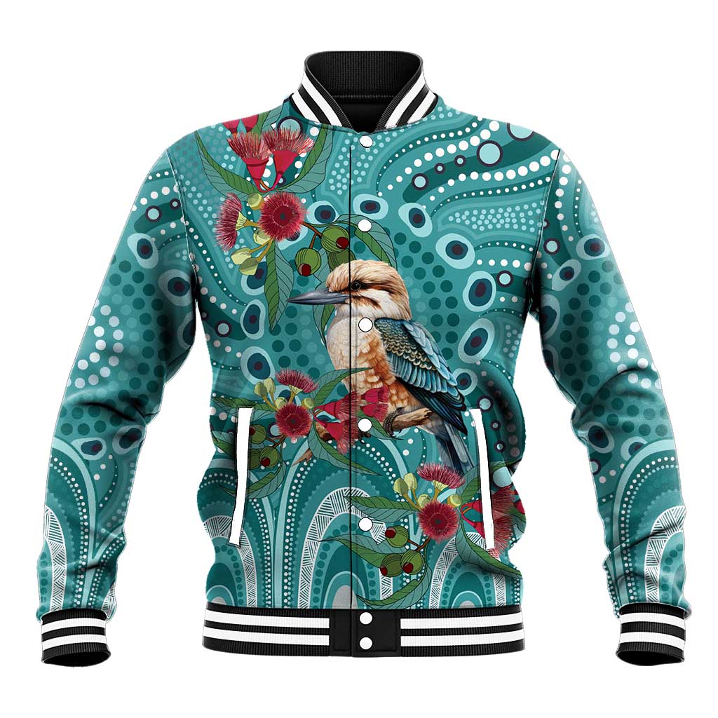 Kookaburra Eucalyptus Personalised Baseball Jacket Aboriginal Australian Dot Painting - Aussie Hoodie