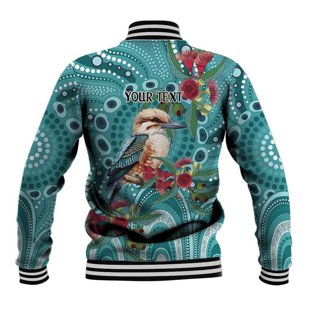 Kookaburra Eucalyptus Personalised Baseball Jacket Aboriginal Australian Dot Painting - Aussie Hoodie