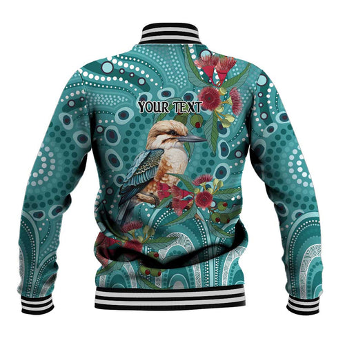 Kookaburra Eucalyptus Personalised Baseball Jacket Aboriginal Australian Dot Painting - Aussie Hoodie