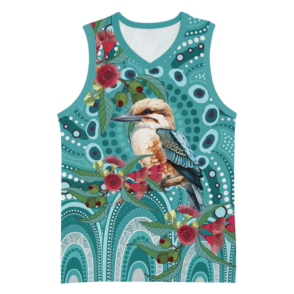 Kookaburra Eucalyptus Personalised Basketball Jersey Aboriginal Australian Dot Painting - Aussie Hoodie