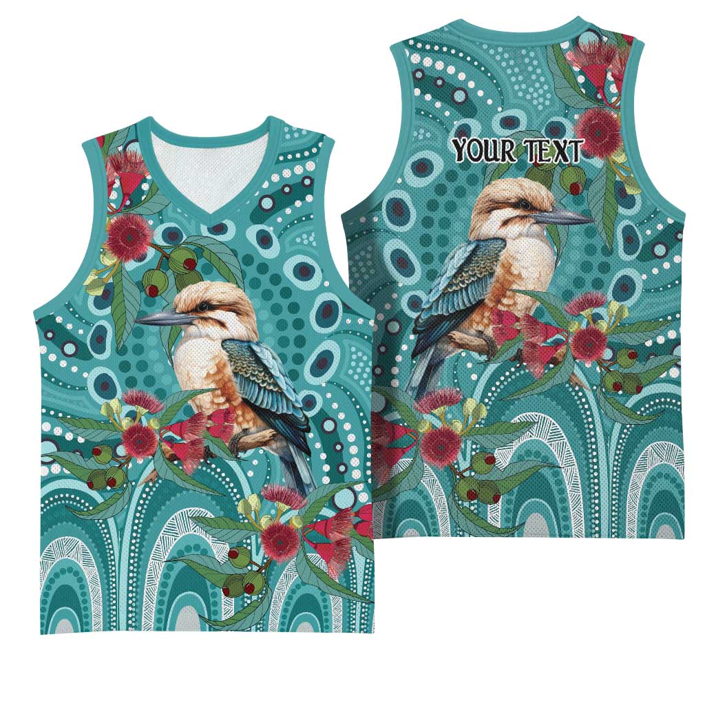 Kookaburra Eucalyptus Personalised Basketball Jersey Aboriginal Australian Dot Painting - Aussie Hoodie