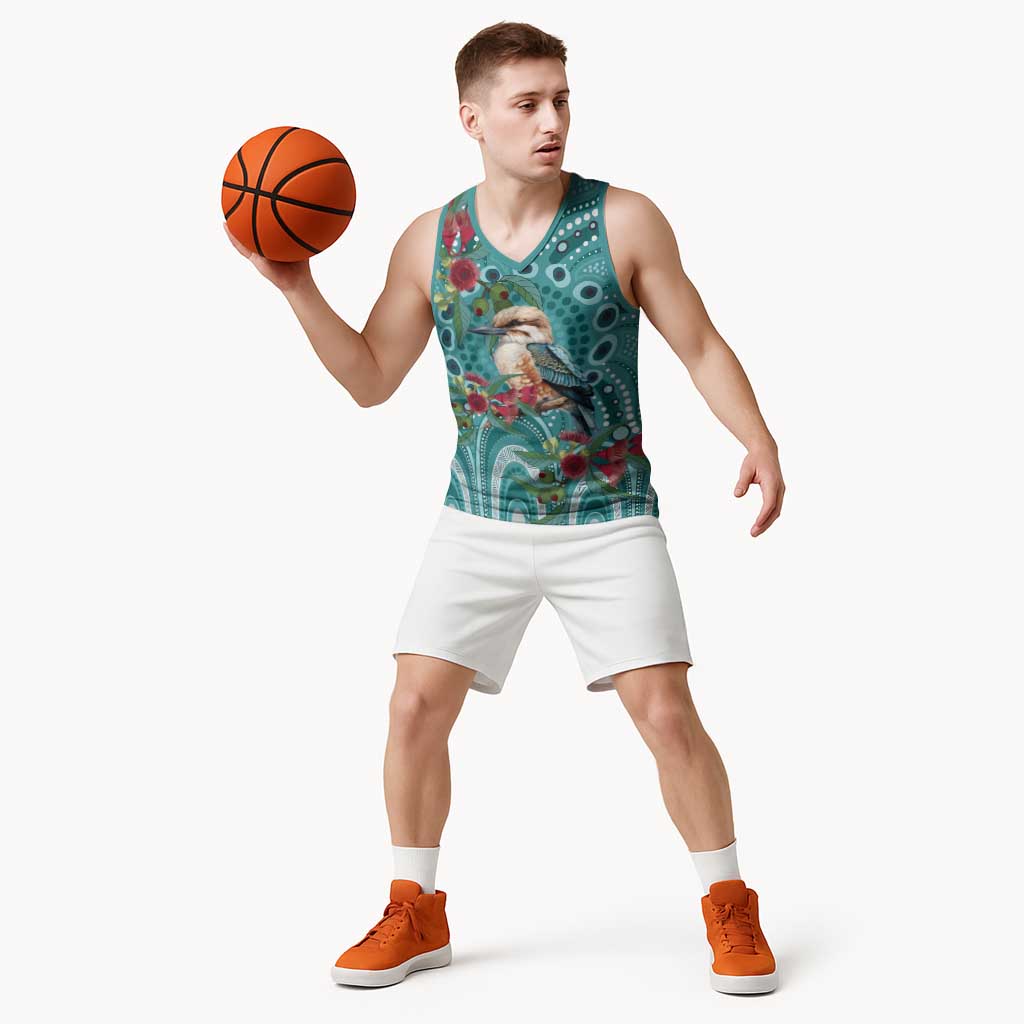 Kookaburra Eucalyptus Personalised Basketball Jersey Aboriginal Australian Dot Painting - Aussie Hoodie