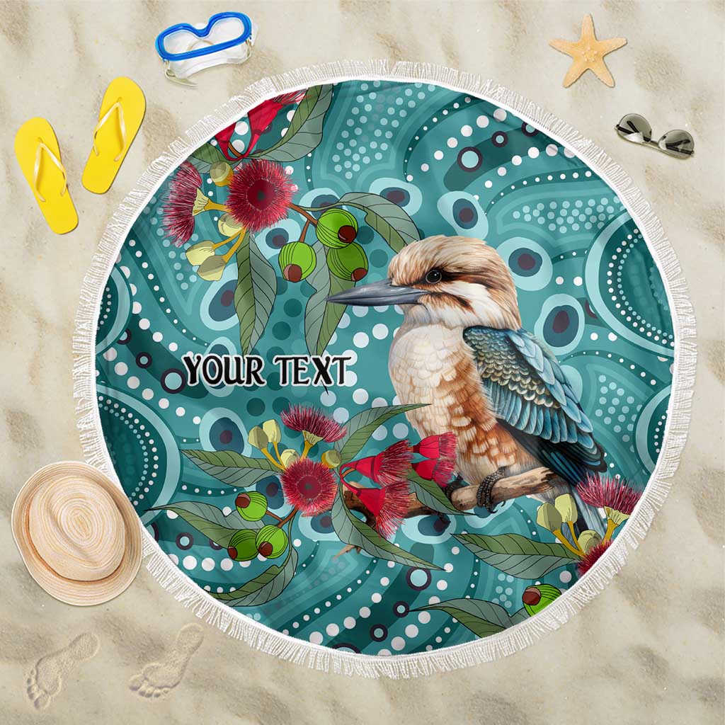 Kookaburra Eucalyptus Personalised Beach Blanket Aboriginal Australian Dot Painting - Aussie Hoodie