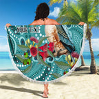 Kookaburra Eucalyptus Personalised Beach Blanket Aboriginal Australian Dot Painting - Aussie Hoodie