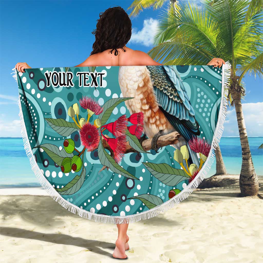 Kookaburra Eucalyptus Personalised Beach Blanket Aboriginal Australian Dot Painting - Aussie Hoodie