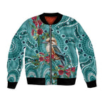 Kookaburra Eucalyptus Personalised Bomber Jacket Aboriginal Australian Dot Painting - Aussie Hoodie