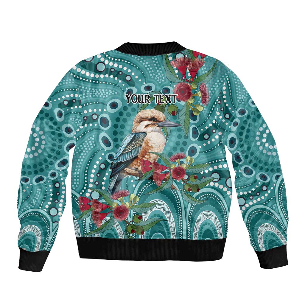 Kookaburra Eucalyptus Personalised Bomber Jacket Aboriginal Australian Dot Painting - Aussie Hoodie