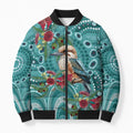Kookaburra Eucalyptus Personalised Bomber Puffer Jacket Aboriginal Australian Dot Painting - Aussie Hoodie