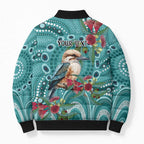 Kookaburra Eucalyptus Personalised Bomber Puffer Jacket Aboriginal Australian Dot Painting - Aussie Hoodie