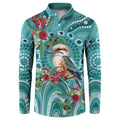 Kookaburra Eucalyptus Personalised Button Sweatshirt Aboriginal Australian Dot Painting - Aussie Hoodie