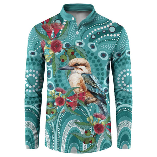 Kookaburra Eucalyptus Personalised Button Sweatshirt Aboriginal Australian Dot Painting - Aussie Hoodie