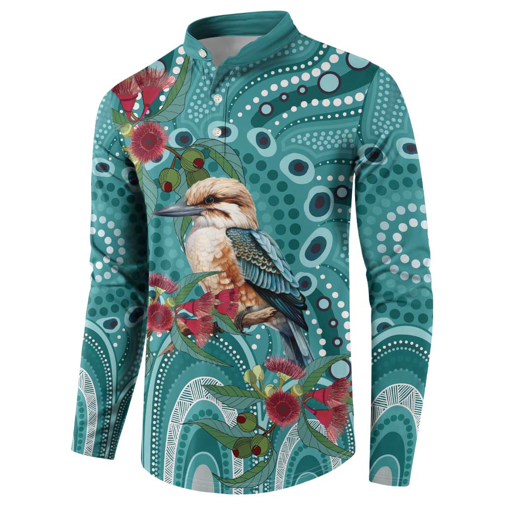 Kookaburra Eucalyptus Personalised Button Sweatshirt Aboriginal Australian Dot Painting - Aussie Hoodie