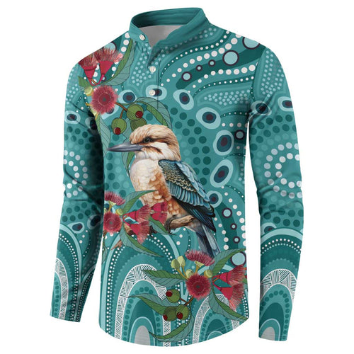 Kookaburra Eucalyptus Personalised Button Sweatshirt Aboriginal Australian Dot Painting - Aussie Hoodie